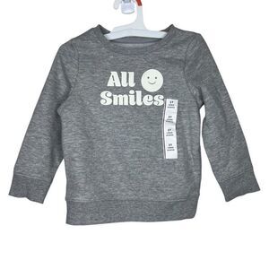 NEW Cat & Jack “All Smiles” Toddler Sweatshirt Heather Gray Size 3T